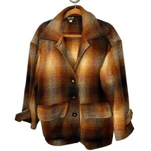 Magaschoni warm Brown orange ombre plaid wool jacket 1 size ITALY